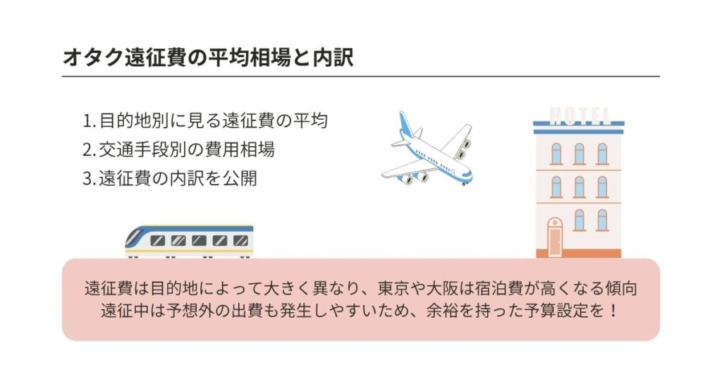オタクの遠征費平均を徹底解説!目的地・手段別の相場や節約術もの画像