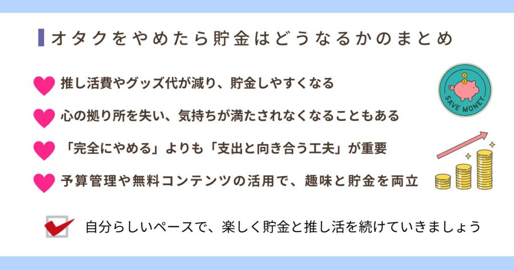 オタクをやめたら貯金はどうなるかのまとめの画像
