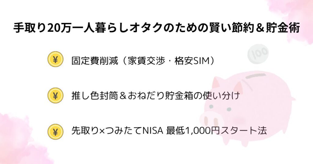 手取り20万一人暮らしオタクのための賢い節約&貯金術