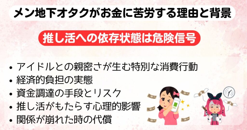 メン地下オタクはお金の出どころは失敗談やお金の苦労も紹介の画像