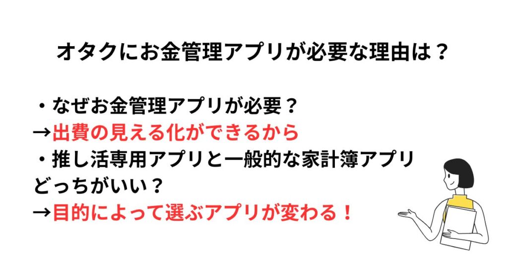 オタクにおすすめのお金管理アプリは？推し活向けを比較    オタクにお金管理アプリが必要な理由はの画像