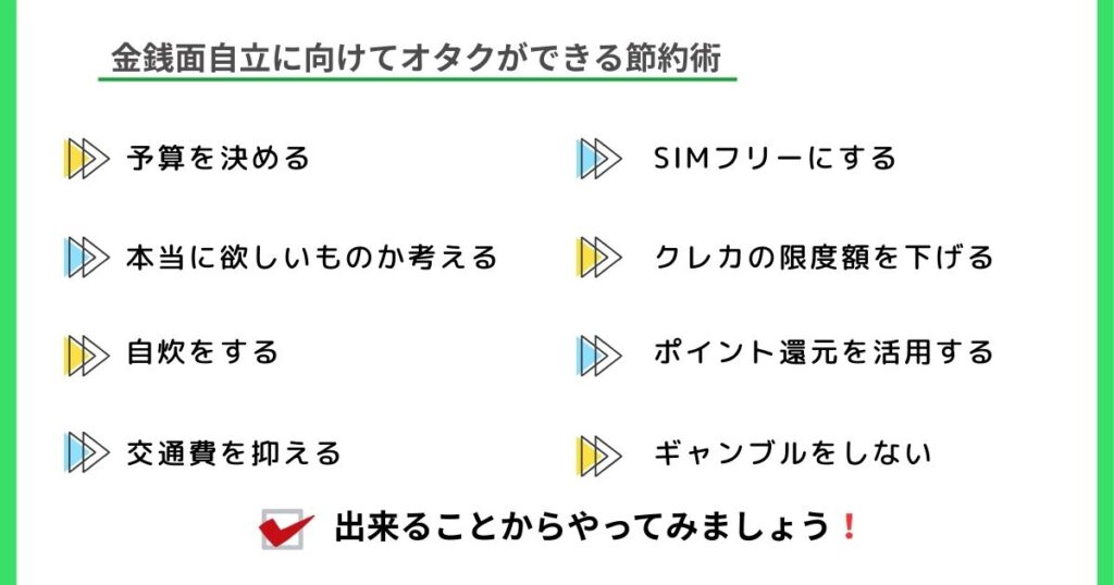 金銭面自立に向けてオタクができる節約術の画像