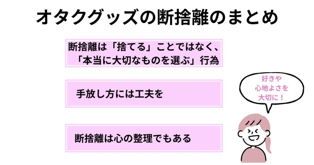 オタクグッズの断捨離で
後悔しない方法！
推し活を最適化する整理術もの画像