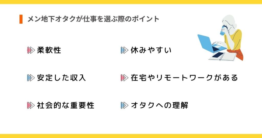 メン地下オタクが仕事を選ぶ際のポイントの画像
